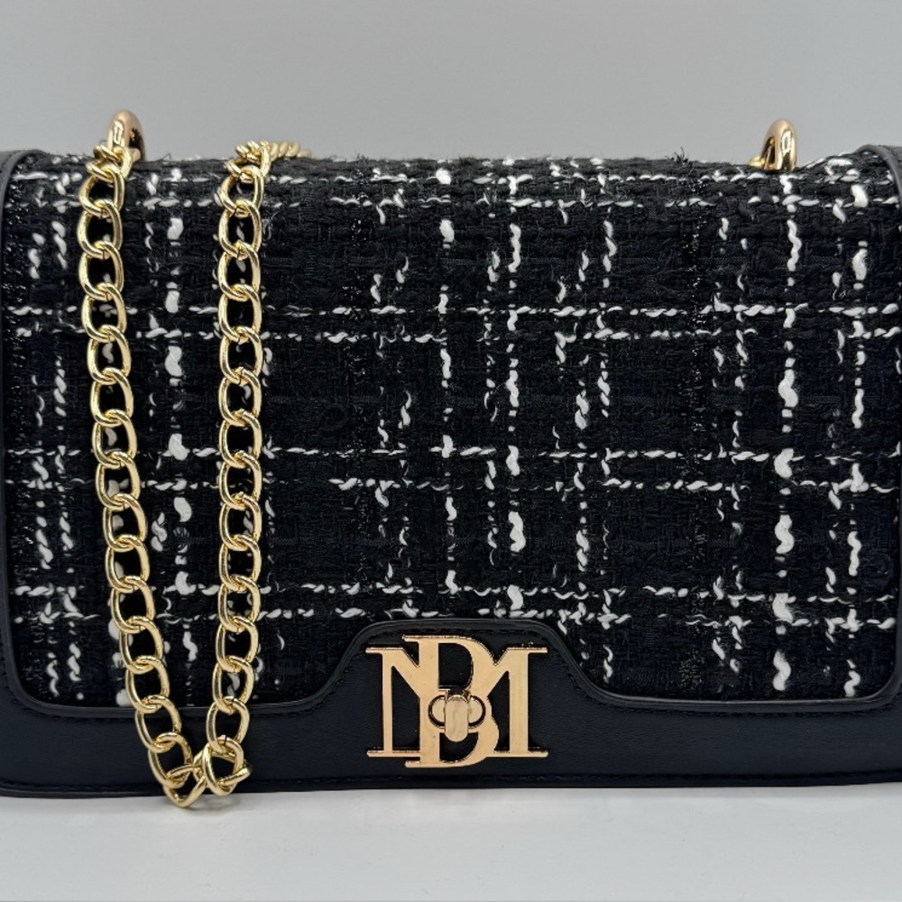 Badgley Mischka Black Tweed Crossbody Bag